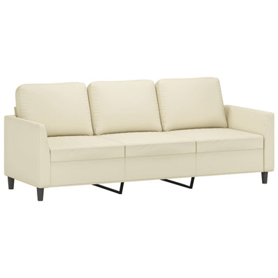 3-personers sofa 180 cm kunstlæder cremefarvet