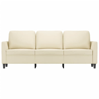 3-personers sofa 180 cm kunstlæder cremefarvet