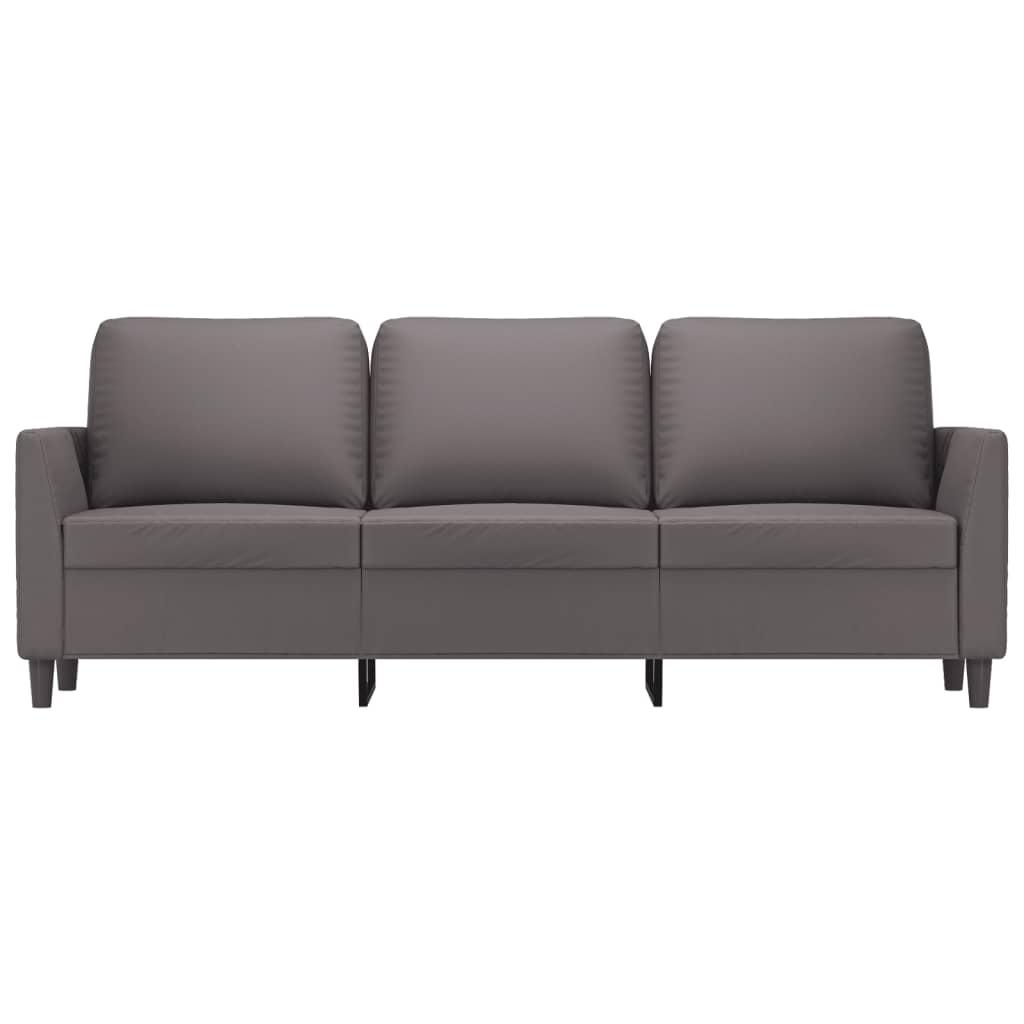 3-personers sofa 180 cm kunstlæder grå