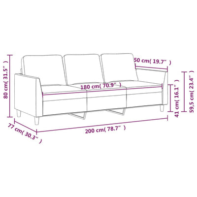 3-personers sofa 180 cm kunstlæder grå