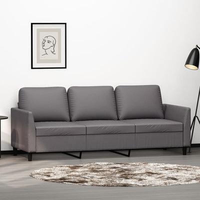 3-personers sofa 180 cm kunstlæder grå