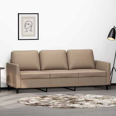 3-personers sofa 180 cm kunstlæder cappuccino