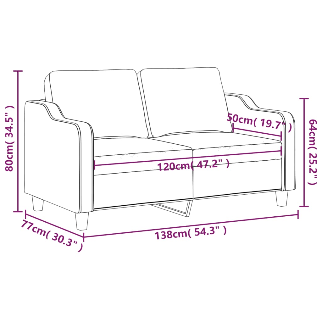 2-personers sofa 120 cm stof mørkegrå