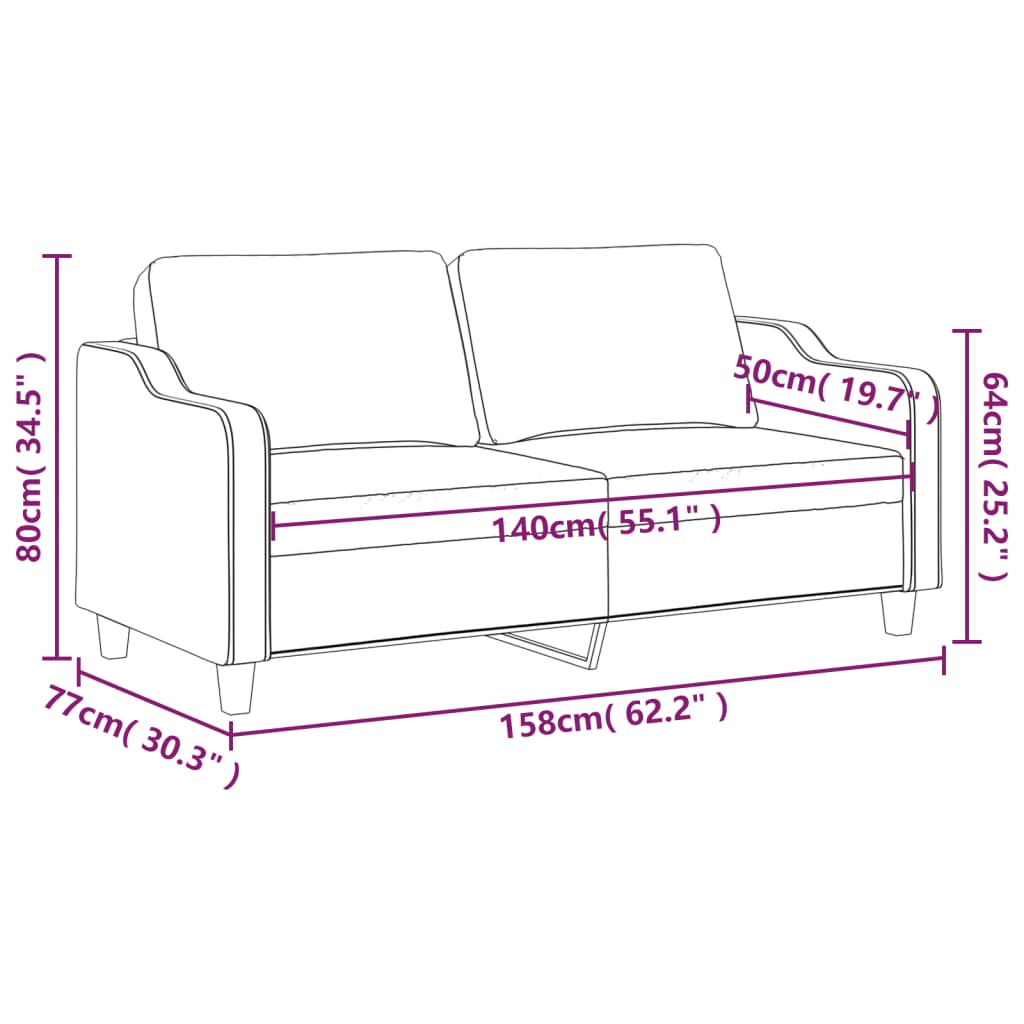 2-personers sofa 140 cm stof lysegrå