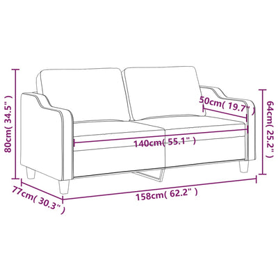 2-personers sofa 140 cm stof sort