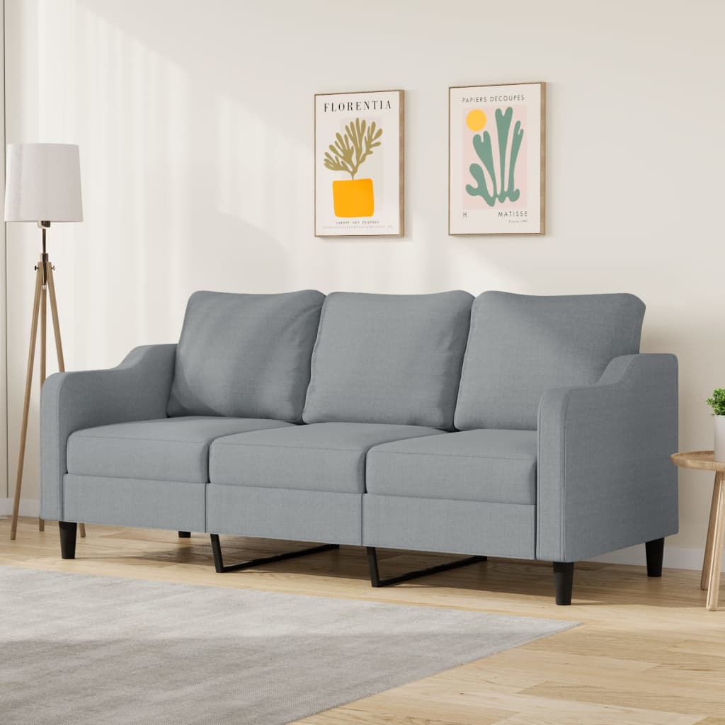 3-personers sofa 180 cm stof lysegrå