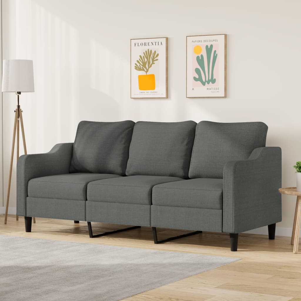 3-personers sofa 180 cm stof mørkegrå