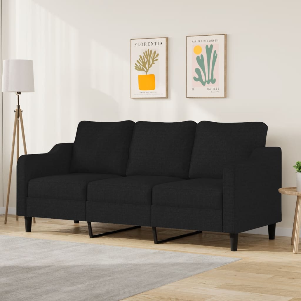 3-personers sofa 180 cm stof sort