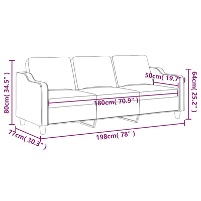 3-personers sofa 180 cm stof lysegul