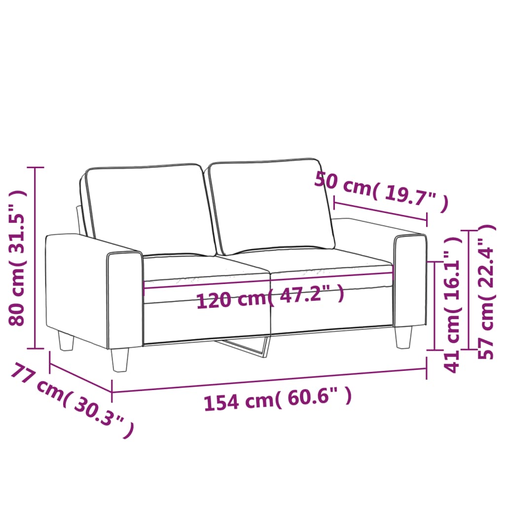 2-personers sofa 120 cm stof lysegrå