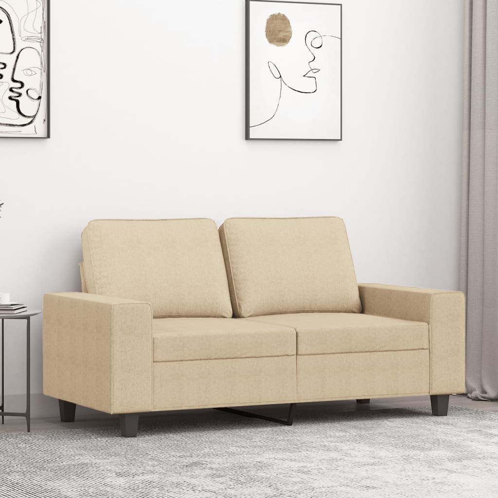 2-personers sofa 120 cm stof cremefarvet