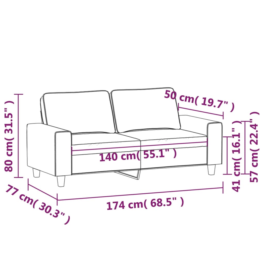 2-personers sofa 140 cm stof cremefarvet