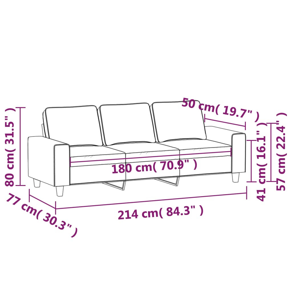 3-personers sofa 180 cm stof cremefarvet