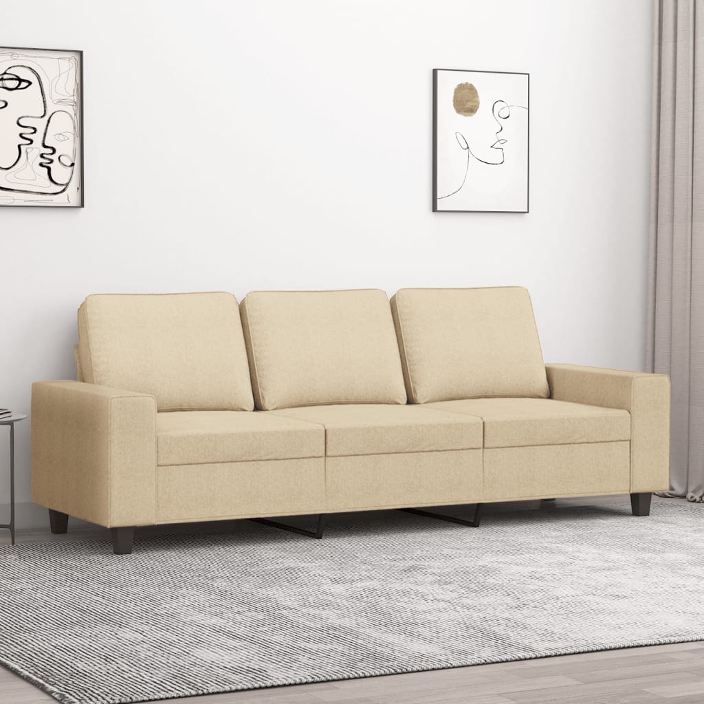 3-personers sofa 180 cm stof cremefarvet