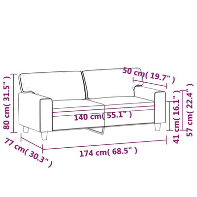 2-personers sofa 140 cm kunstlæder cremefarvet