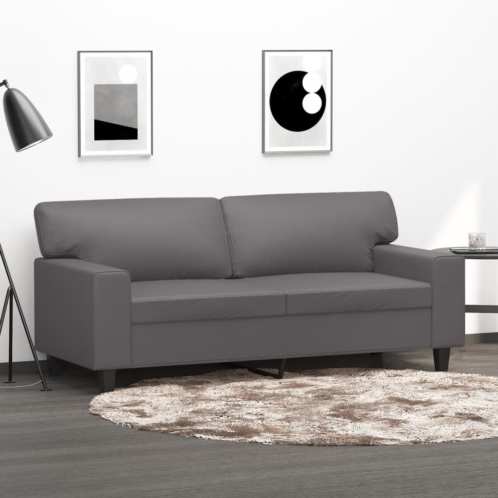 2-personers sofa 140 cm kunstlæder grå