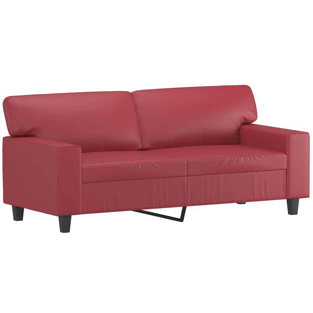 2-personers sofa 140 cm kunstlæder vinrød