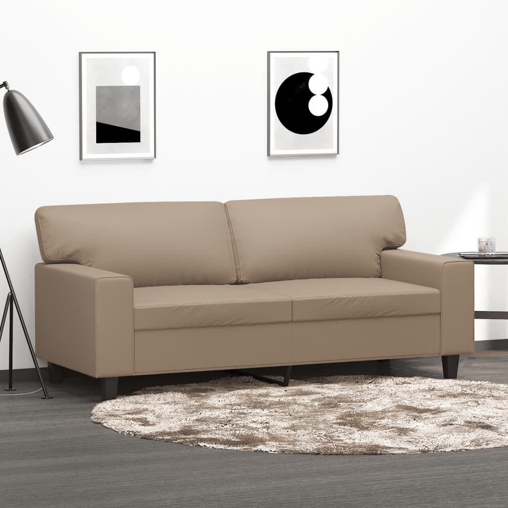 2-personers sofa 140 cm kunstlæder cappuccino