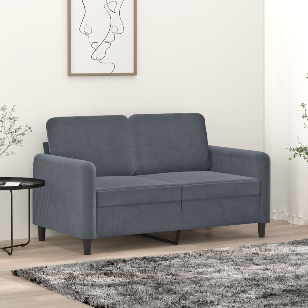 2-personers sofa 120 cm velour mørkegrå