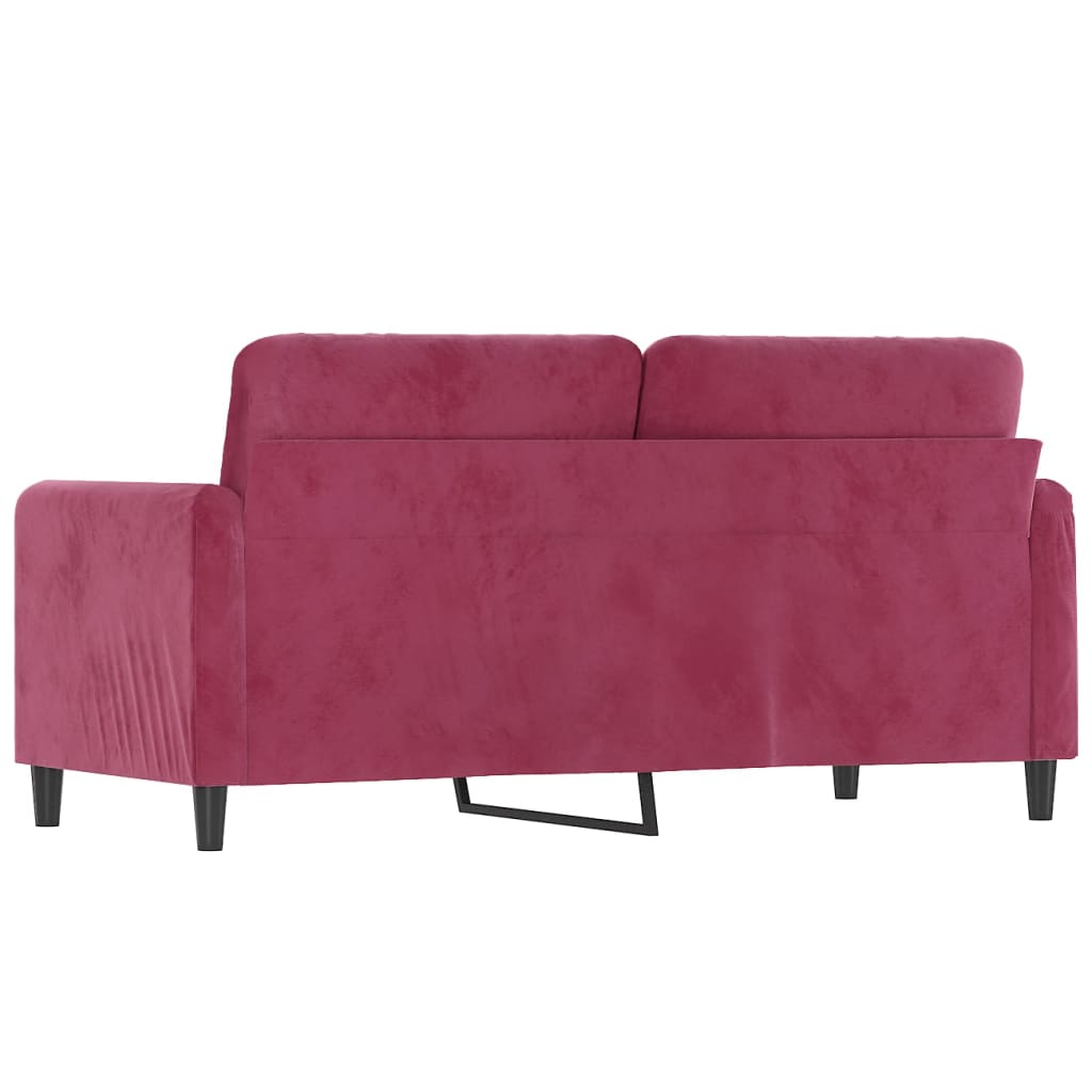 2-personers sofa 140 cm fløjl vinrød