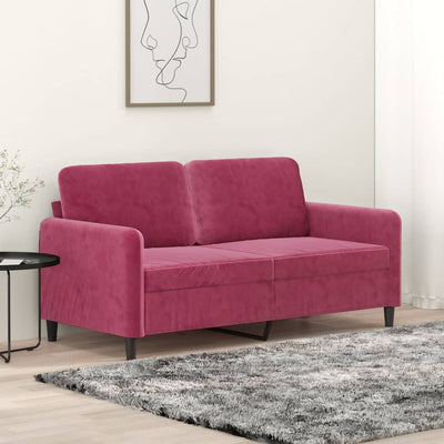 2-personers sofa 140 cm fløjl vinrød