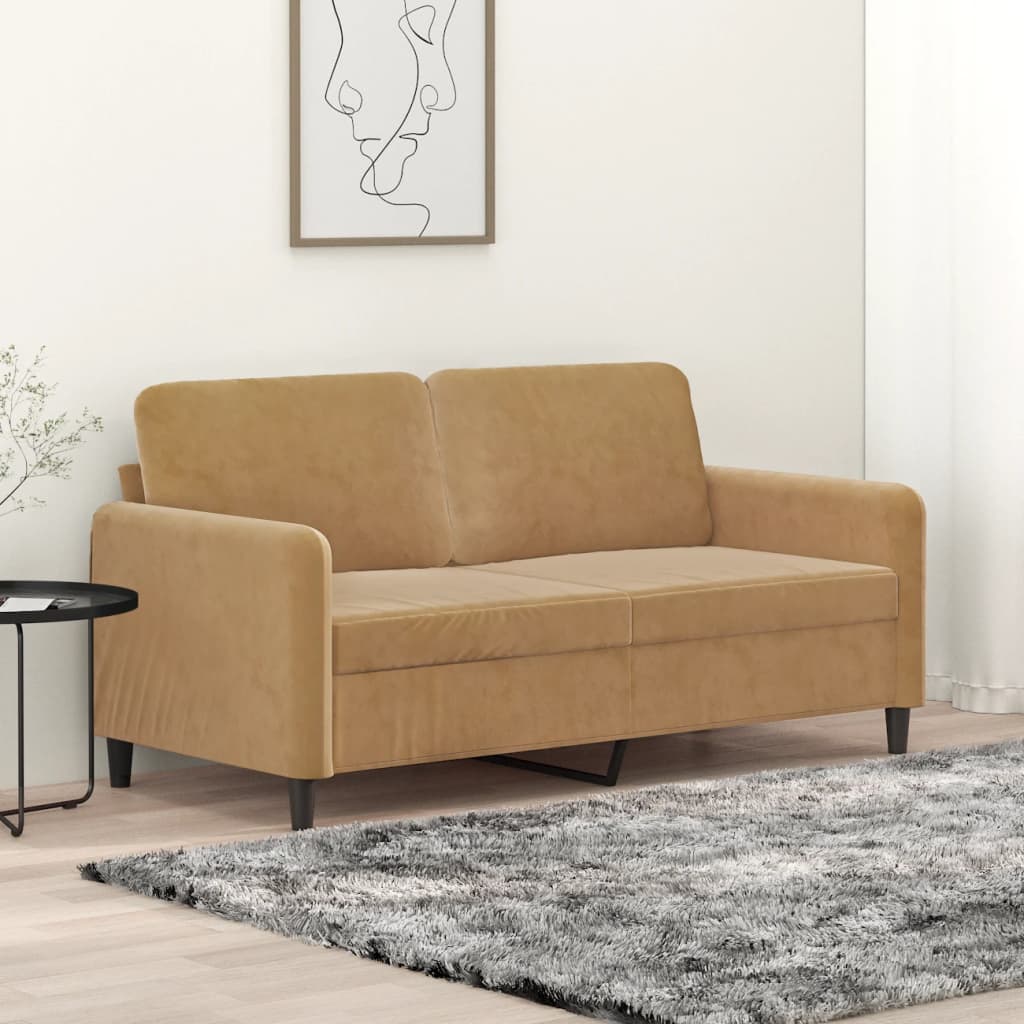 2-personers sofa 140 cm fløjl brun