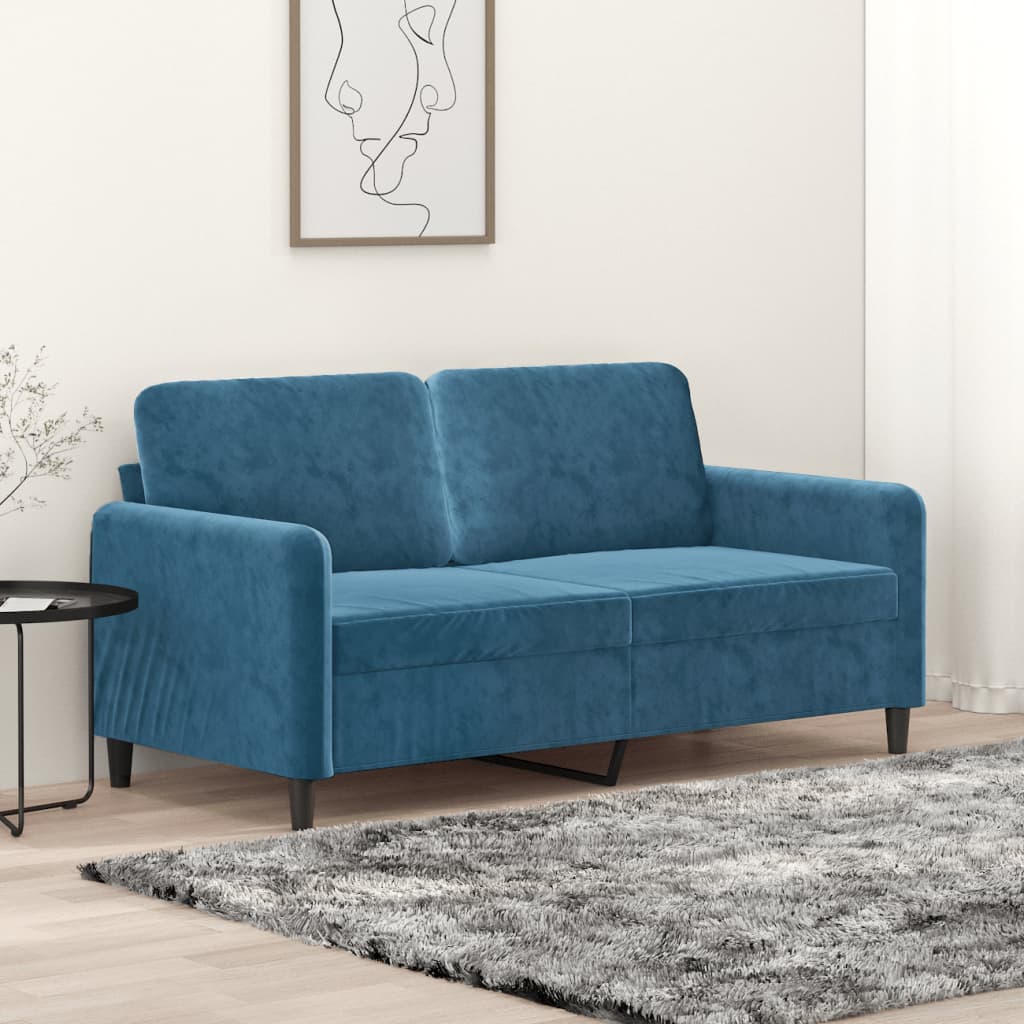 2-personers sofa 140 cm fløjl blå