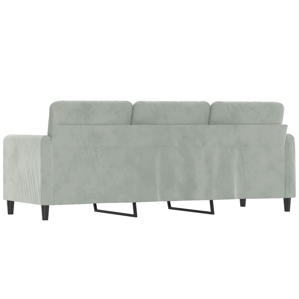 3-personers sofa 180 cm velour lysegrå