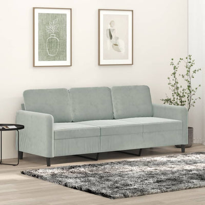 3-personers sofa 180 cm velour lysegrå