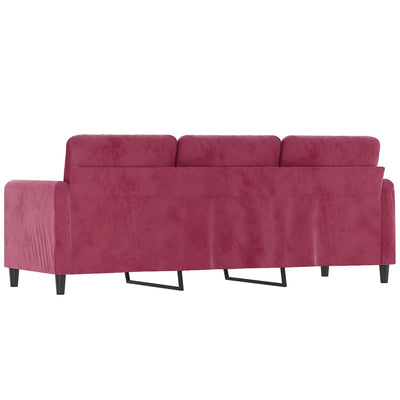 3-personers sofa 180 cm fløjl vinrød