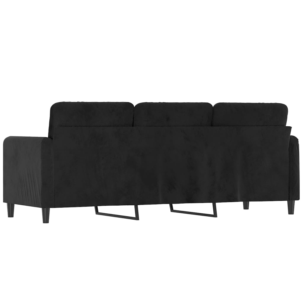 3-personers sofa 180 cm velour sort