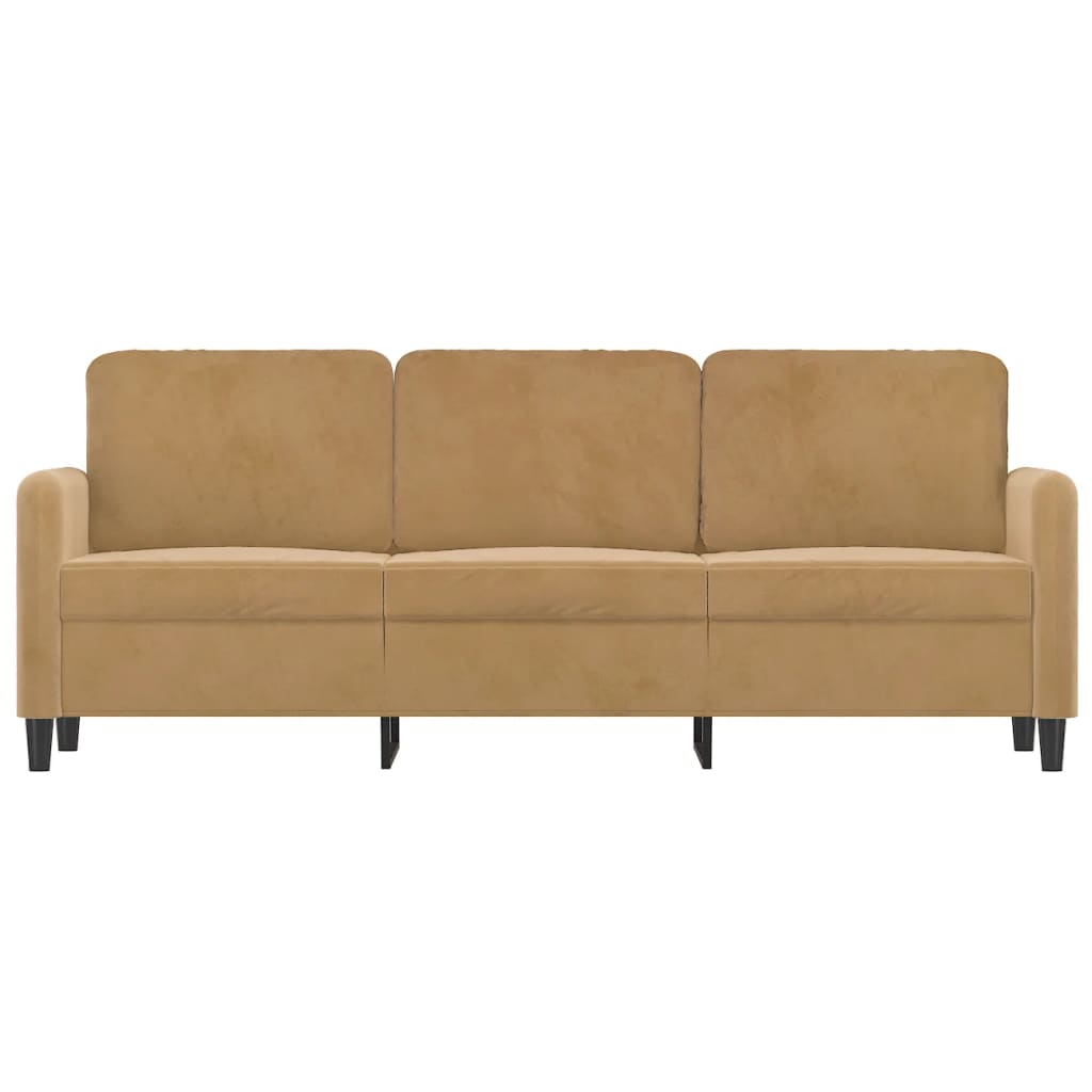 3-personers sofa 180 cm fløjl brun