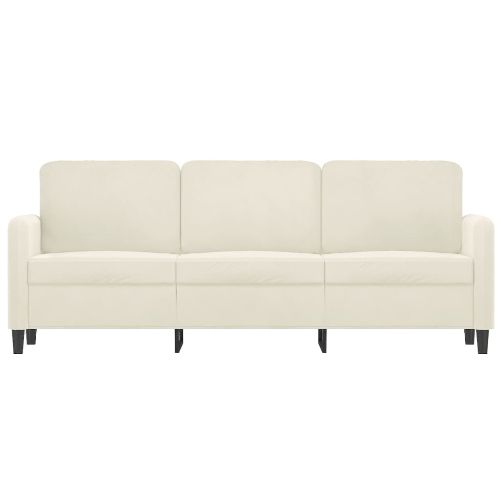 3-personers sofa 180 cm fløjl cremefarvet