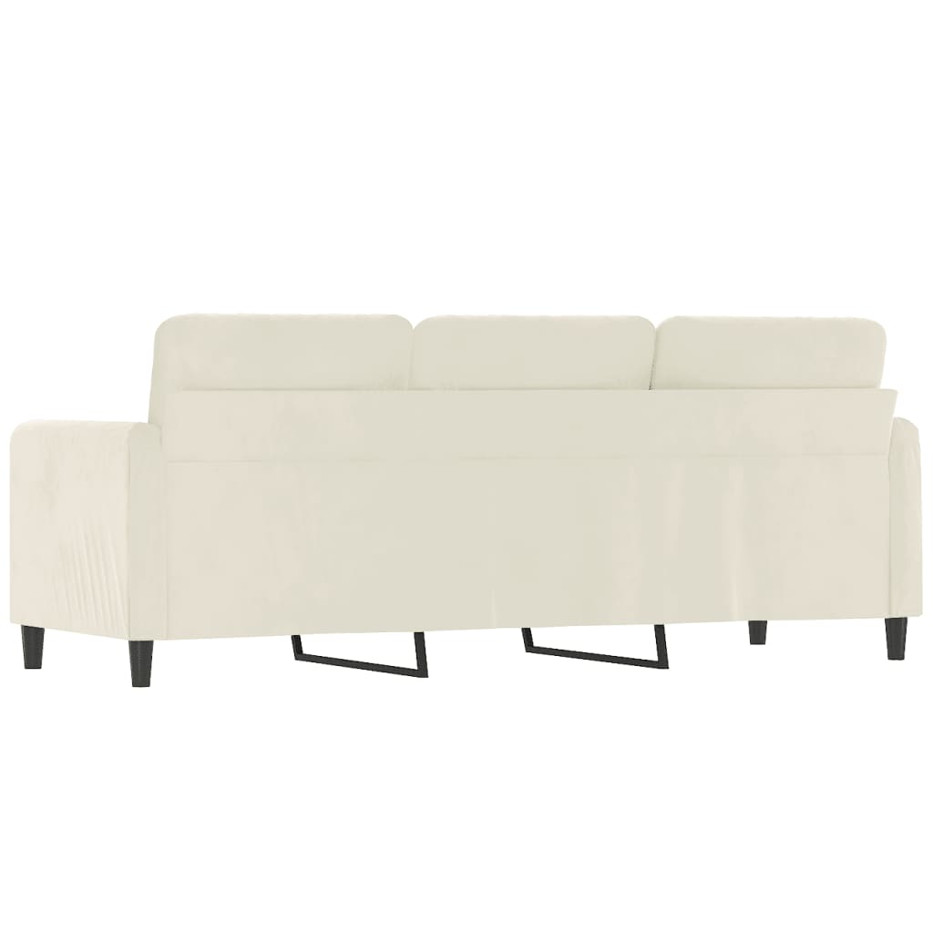 3-personers sofa 180 cm fløjl cremefarvet