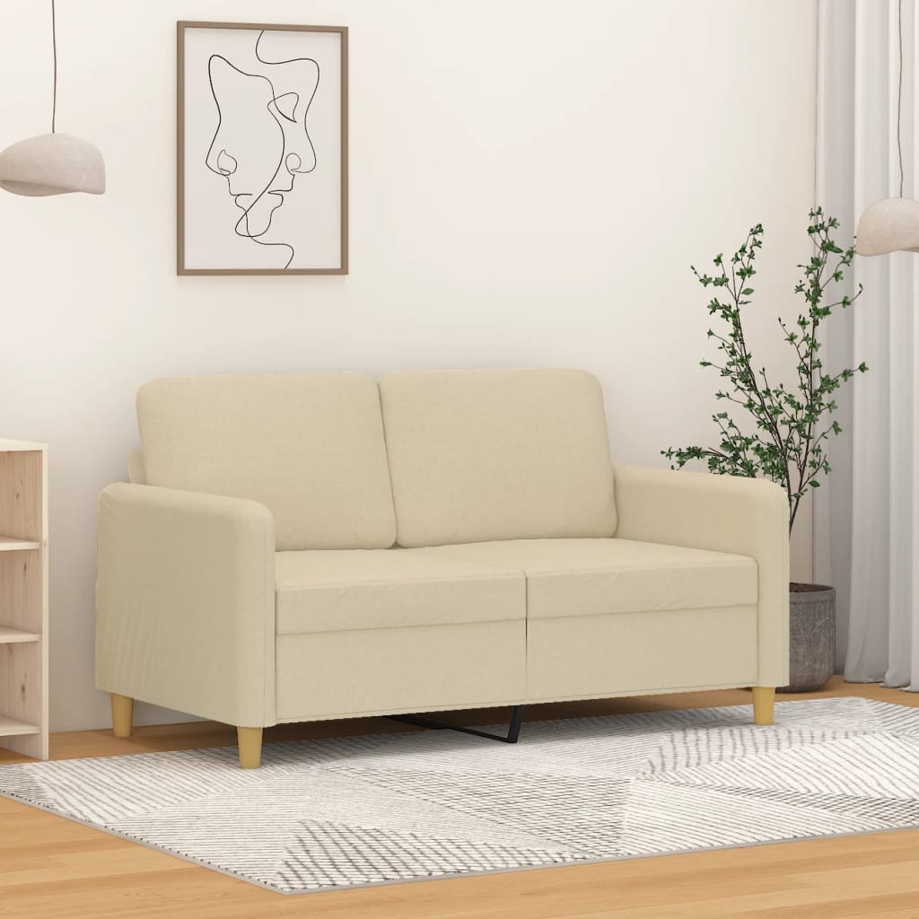 2-personers sofa 120 cm stof cremefarvet