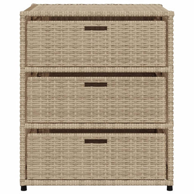 opbevaringsskab til haven 55x59x69 cm polyrattan beige