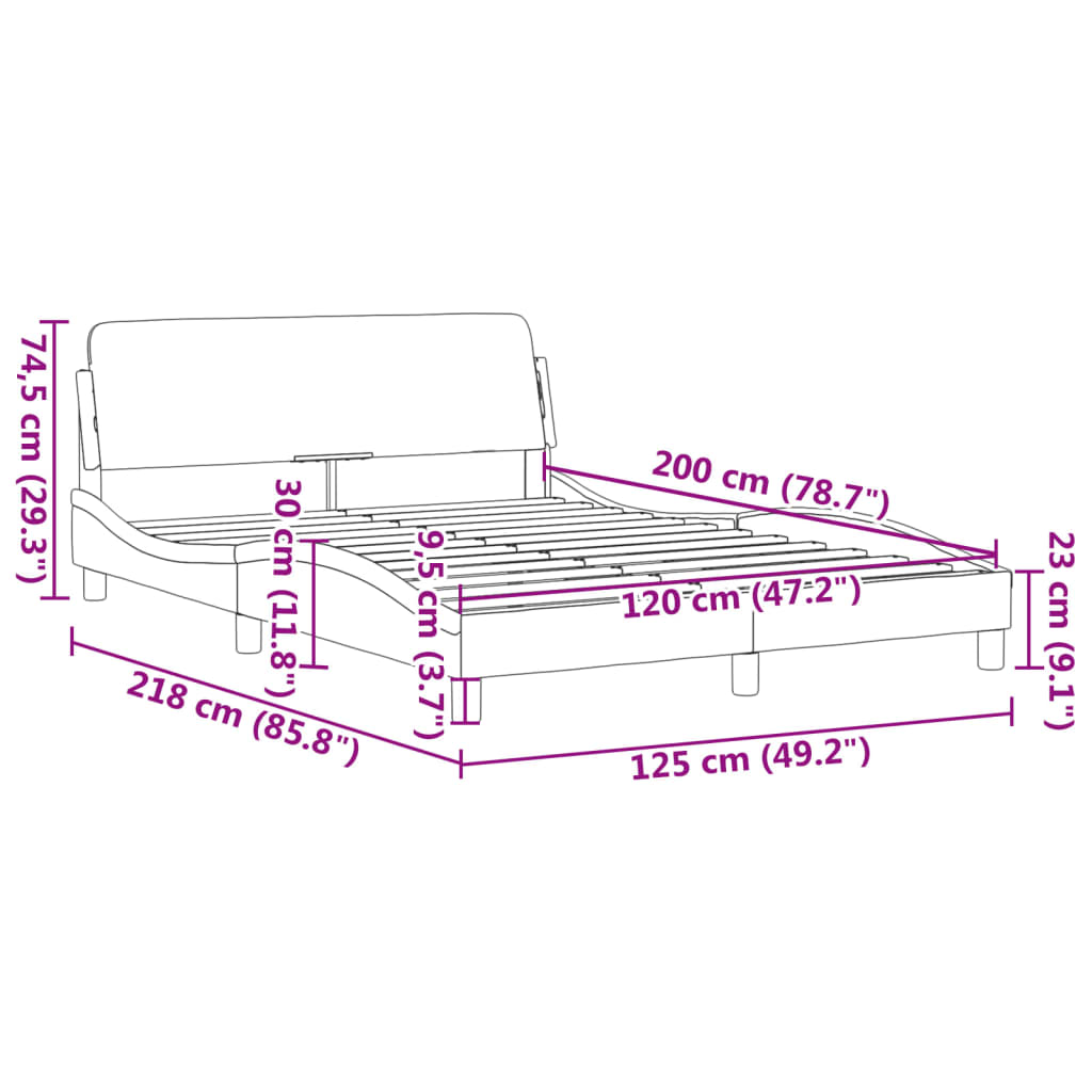 Sengeramme uden madras Sort 120x200 cm Stof