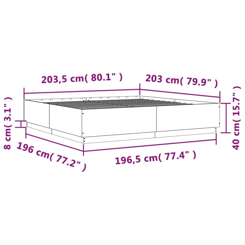 sengestel 200x200 cm konstrueret træ sort