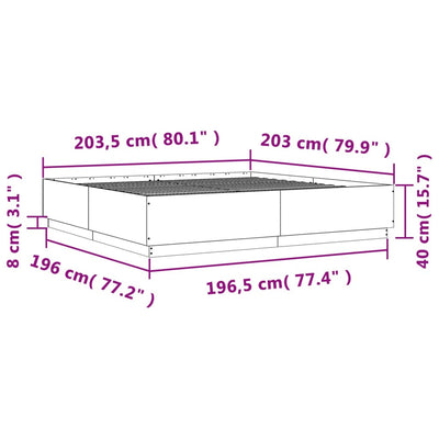 sengestel 200x200 cm konstrueret træ sonoma-eg