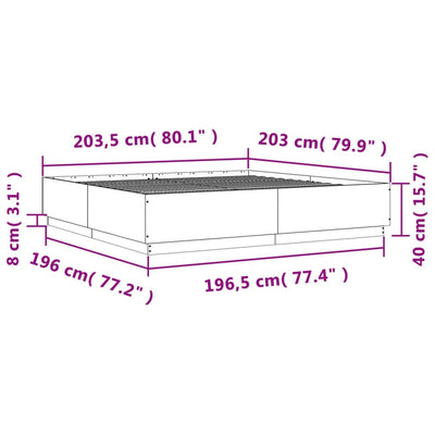 sengestel 200x200 cm konstrueret træ grå sonoma-eg