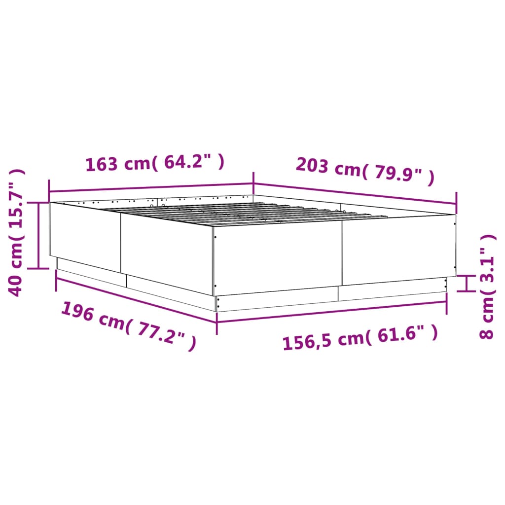 sengestel 160x200 cm konstrueret træ hvid