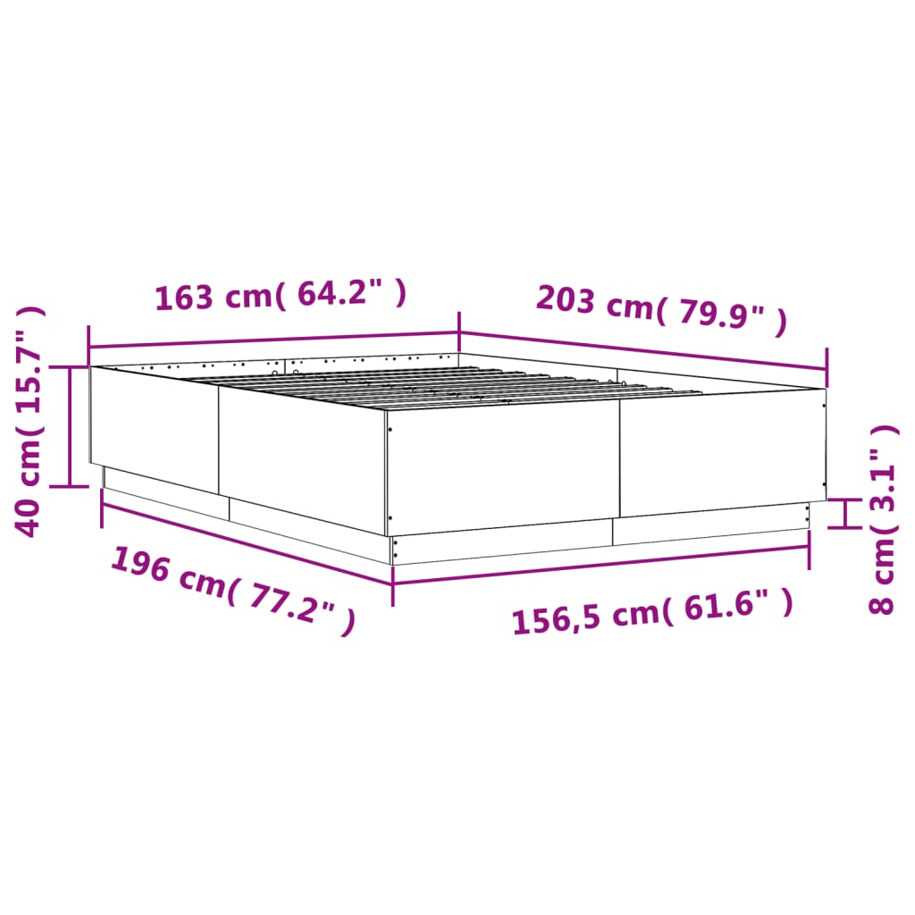 sengestel 160x200 cm massivt træ sort