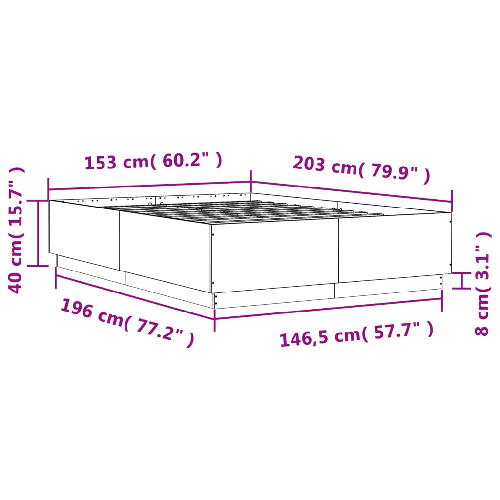 sengestel 150x200 cm konstrueret træ hvid