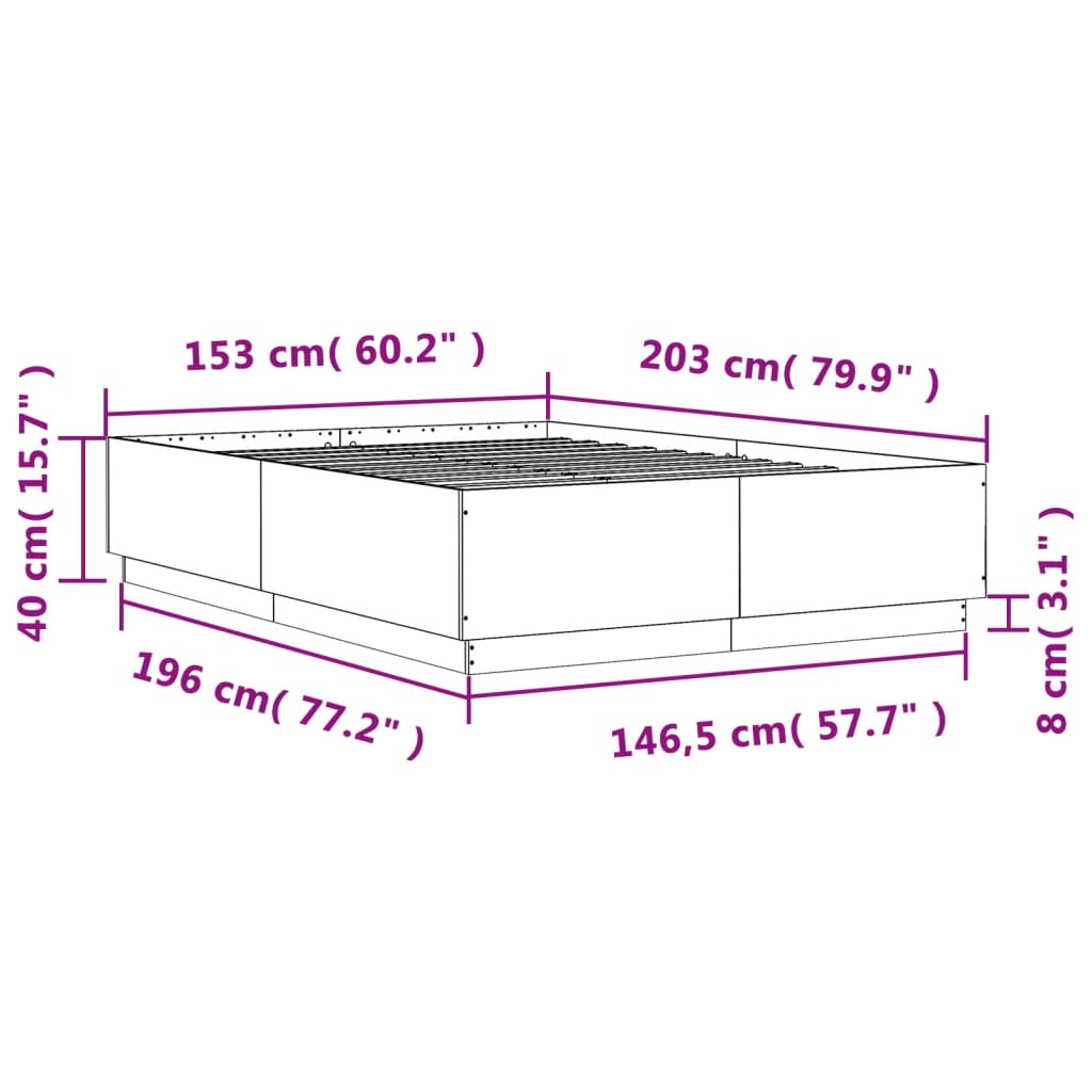 sengestel 150x200 cm konstrueret træ sonoma-eg