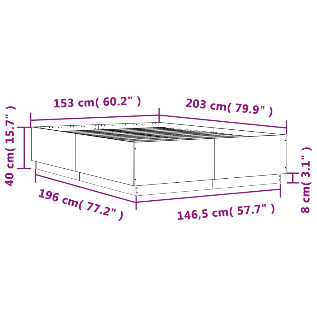 sengestel 150x200 cm konstrueret træ betongrå