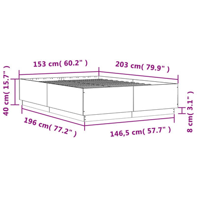 sengestel 150x200 cm konstrueret træ betongrå