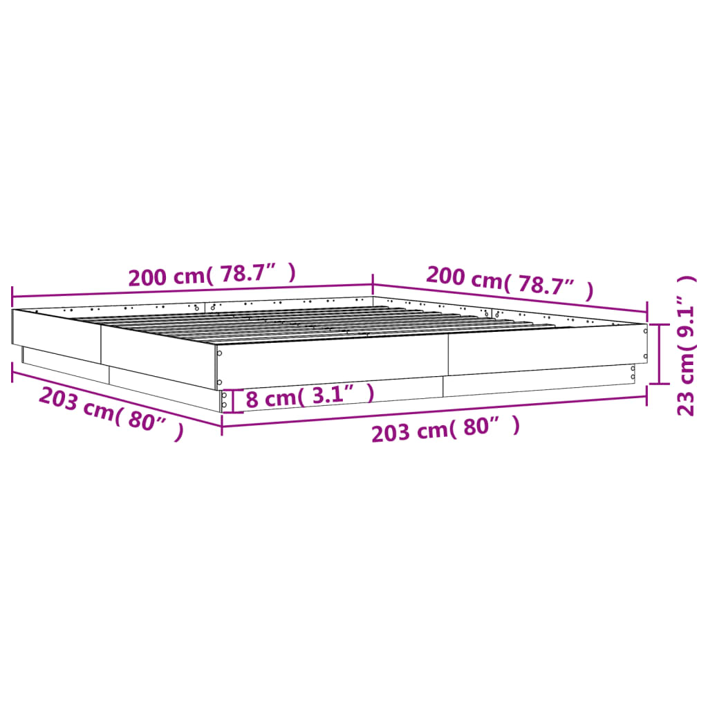 sengestel 200x200 cm konstrueret træ hvid