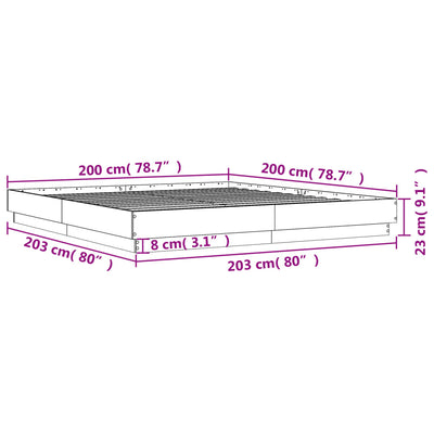 sengestel 200x200 cm konstrueret træ betongrå