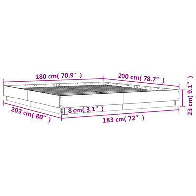 sengestel 180x200 cm konstrueret træ hvid