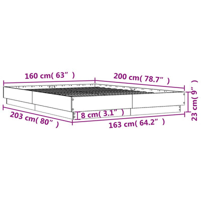 sengestel 160x200 cm konstrueret træ hvid